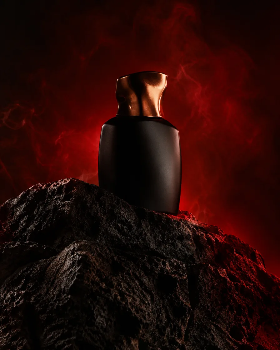Noir Basalte bottle on basalt