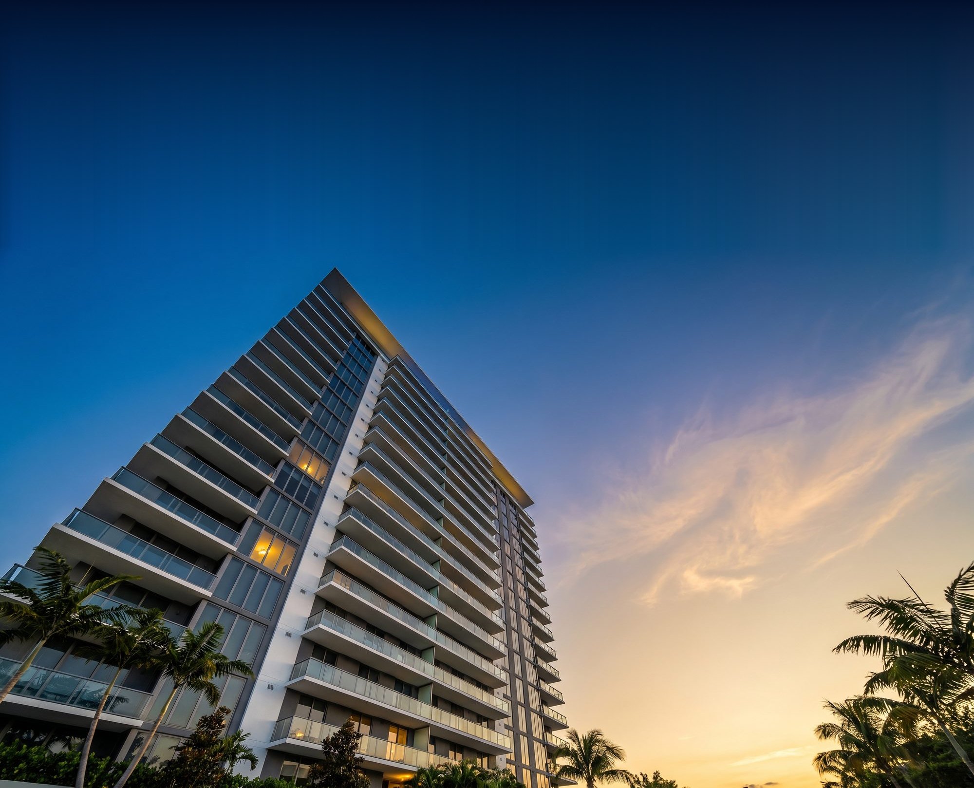 Solano Residences tower at dusk