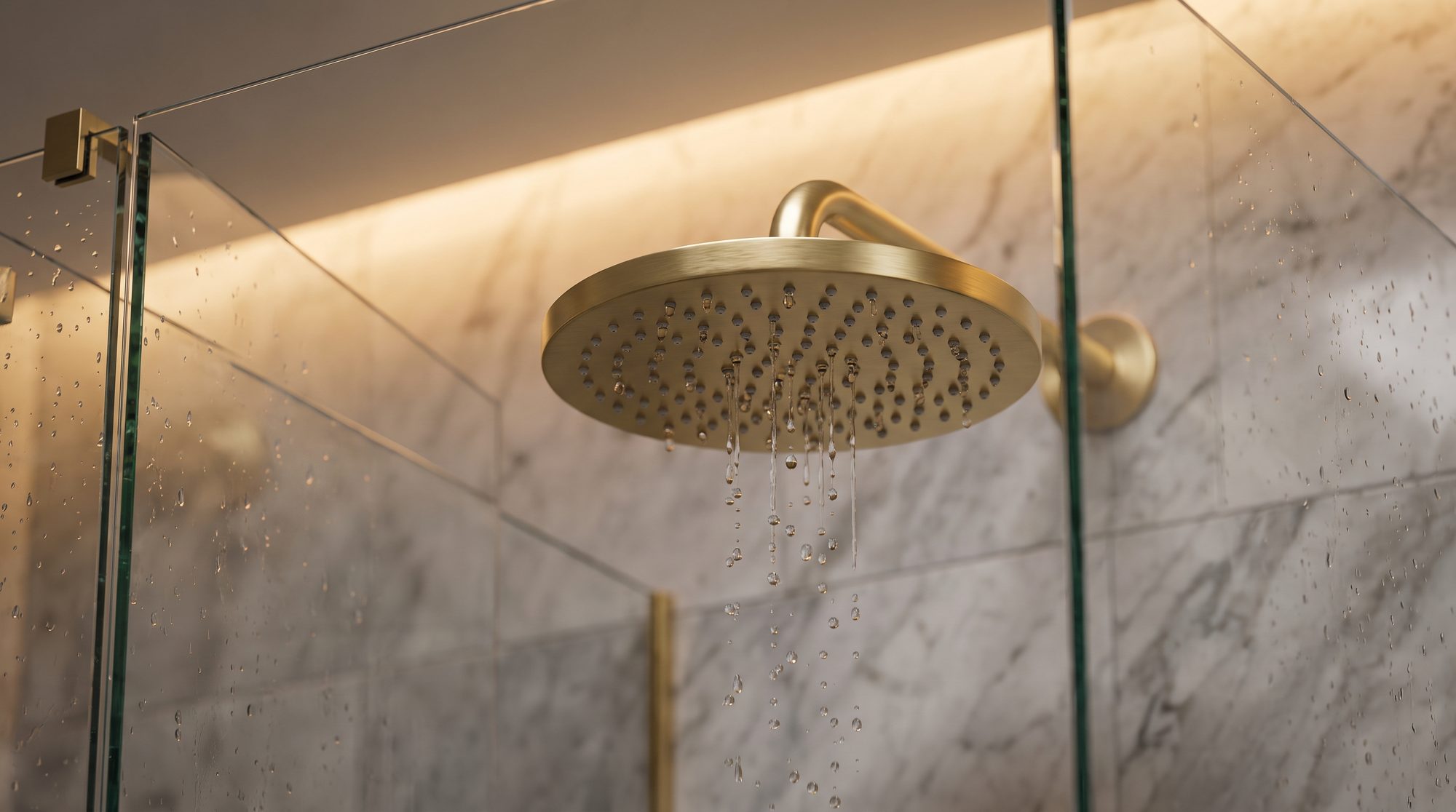 Rain shower in a marble enclosure